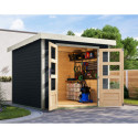 Abri de jardin en bois anthracite 19mm - acier blanc - 5,76m² Jupiter 3,5C – Karibu