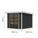 Abri de jardin en bois anthracite 19mm - acier blanc - 5,76m² Jupiter 3,5C – Karibu