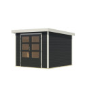 Abri de jardin en bois anthracite 19mm - acier blanc - 5,76m² Jupiter 3,5C – Karibu