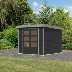 Abri de jardin en bois anthracite 19mm - acier gris - 5,76m² Jupiter 3,5C – Karibu