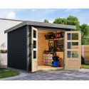 Abri de jardin en bois anthracite 19mm - acier gris - 5,76m² Jupiter 3,5C – Karibu