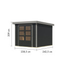 Abri de jardin en bois anthracite 19mm - acier gris - 5,76m² Jupiter 3,5C – Karibu