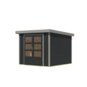 Abri de jardin en bois anthracite 19mm - acier gris - 5,76m² Jupiter 3,5C – Karibu