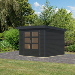 Abri de jardin en bois anthracite 19mm - acier anthracite - 5,76m² Jupiter 3,5C – Karibu
