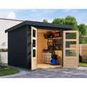 Abri de jardin en bois anthracite 19mm - acier anthracite - 5,76m² Jupiter 3,5C – Karibu