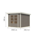 Abri de jardin en bois gris clair 19mm - acier blanc - 5,76m² Jupiter 3,5D – Karibu