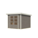 Abri de jardin en bois gris clair 19mm - acier blanc - 5,76m² Jupiter 3,5D – Karibu