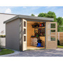 Abri de jardin en bois gris clair 19mm - acier gris - 5,76m² Jupiter 3,5D – Karibu