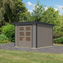 Abri de jardin en bois gris clair 19mm - acier anthracite - 5,76m² Jupiter 3,5D – Karibu