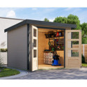 Abri de jardin en bois gris clair 19mm - acier anthracite - 5,76m² Jupiter 3,5D – Karibu