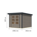 Abri de jardin en bois gris clair 19mm - acier anthracite - 5,76m² Jupiter 3,5D – Karibu