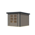 Abri de jardin en bois gris clair 19mm - acier anthracite - 5,76m² Jupiter 3,5D – Karibu