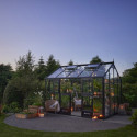 Serre de jardin 10,9m² Jubii 60 en aluminium noir et verre trempé 3mm - Juliana