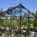 Serre de jardin 10,9m² Jubii 60 en aluminium noir et verre trempé 3mm - Juliana