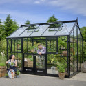 Serre de jardin 10,9m² Jubii 60 en aluminium noir et verre trempé 3mm - Juliana