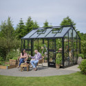 Serre de jardin 10,9m² Jubii 60 en aluminium noir et verre trempé 3mm - Juliana