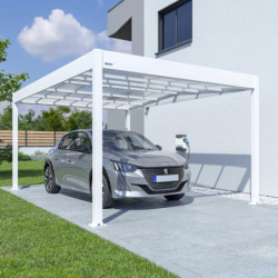 Carport double pente LIBECCIO 16m² en alu blanc et polycarbonate – Trigano