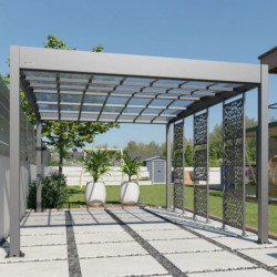 Carport double pente LIBECCIO 16m² en alu anthracite et polycarbonate + 3 panneaux – Trigano