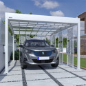 Carport double pente LIBECCIO 16m² en alu blanc et polycarbonate + 5 panneaux – Trigano