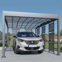 Carport double pente LIBECCIO 16m² en alu anthracite et polycarbonate + 5 panneaux – Trigano