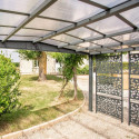Carport double pente LIBECCIO 16m² en alu anthracite et polycarbonate + 5 panneaux – Trigano