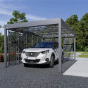 Carport double pente LIBECCIO 16m² en alu anthracite et polycarbonate + 8 panneaux – Trigano