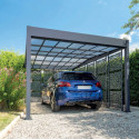 Carport double pente LIBECCIO 16m² en alu anthracite et polycarbonate + 8 panneaux – Trigano