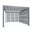 Carport double pente LIBECCIO 16m² en alu anthracite et polycarbonate + 8 panneaux – Trigano