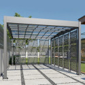 Carport double pente LIBECCIO 16m² en alu anthracite et polycarbonate + 8 panneaux – Trigano