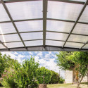 Carport double pente LIBECCIO 16m² en alu anthracite et polycarbonate + 8 panneaux – Trigano