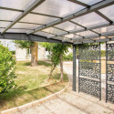 Carport double pente LIBECCIO 16m² en alu anthracite et polycarbonate + 8 panneaux – Trigano