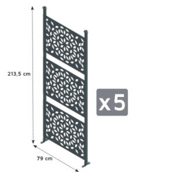 Lot de 5 brises-vues en acier anthracite pour carport LIBECCIO – Trigano