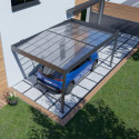 Carport adossé LIBECCIO 16m² en alu anthracite et polycarbonate – Trigano