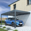 Carport adossé LIBECCIO 16m² en alu anthracite et polycarbonate – Trigano