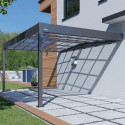 Carport adossé LIBECCIO 16m² en alu anthracite et polycarbonate – Trigano