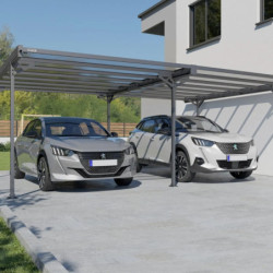 Carport double 30m² en aluminium anthracite et polycarbonate MISTRAL - TRIGANO