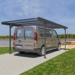 Carport simple L579cm en aluminium anthracite et polycarbonate Alizé 16 - TRIGANO