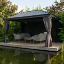 Pergola en alu anthracite et toit en acier Marsala 298x423cm - SOJAG