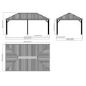 Pergola en alu anthracite et toit en acier Marsala 363x598cm - SOJAG