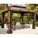 Pergola en alu anthracite et toit en acier Fontana 298x363cm - SOJAG