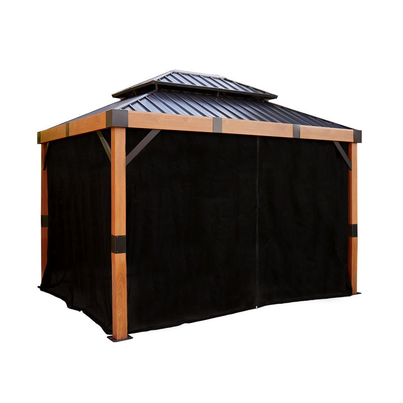 Rideaux en polyester noir pour pergola Fontana 298x363cm - SOJAG