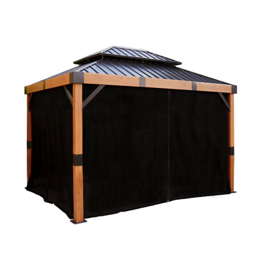 Rideaux en polyester noir pour pergola Fontana 298x363cm - SOJAG