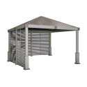 Pergola en alu champagne et toit en acier Nanda 363x363cm - SOJAG