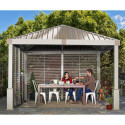 Pergola en alu champagne et toit en acier Nanda 363x363cm - SOJAG
