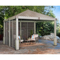 Pergola en alu champagne et toit en acier Nanda 363x363cm - SOJAG