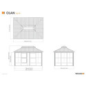 Pavillon en alu argent et toit en acier Olan 435x311cm - SOJAG