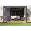 Pergola bioclimatique adossée en alu gris anthracite - lames blanches - 3x4m Ombrea VS