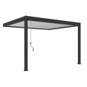 Pergola bioclimatique adossée en alu gris anthracite - lames blanches - 3x4m Ombrea VS