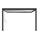 Pergola bioclimatique adossée en alu gris anthracite - lames blanches - 3x4m Ombrea VS
