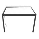 Pergola bioclimatique adossée en alu gris anthracite - lames blanches - 3x4m Ombrea VS